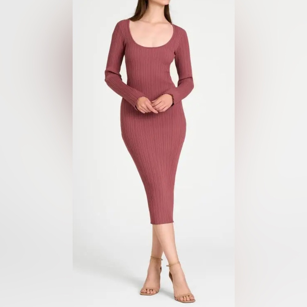 WAYF Alexi Long Sleeve Ribbed Bodycon Dress